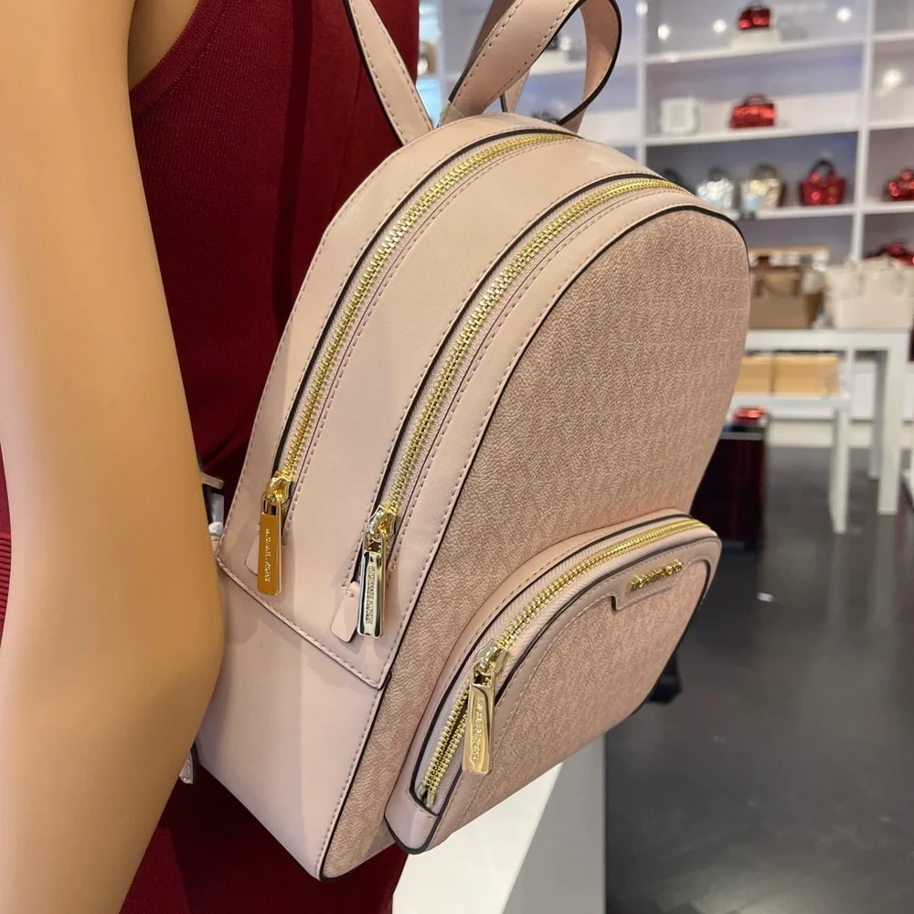MICHAEL KORS Jaycee Medium Signature Logo Backpack POWDER BLUSH NWT